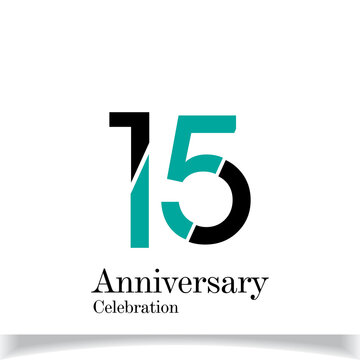 15 Years Anniversary Celebration Blue Color Vector Template Design Illustration
