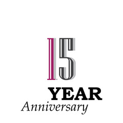 15 Years Anniversary Celebration Color Vector Template Design Illustration