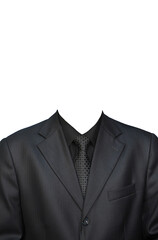 Black men's clothing - jacket, shirt and tie.