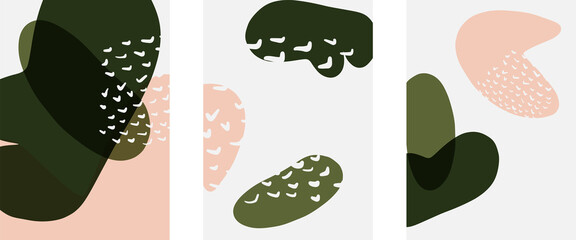 Hand drawn doodle shapes, wall art painting style, vector abstract background templates. A4 poster design or for covers, banners, flyers