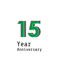 15 Years Anniversary Celebration Green Color Vector Template Design Illustration