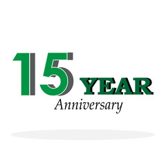 15 Years Anniversary Celebration Green Color Vector Template Design Illustration
