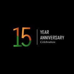 15 Years Anniversary Celebration Color Vector Template Design Illustration