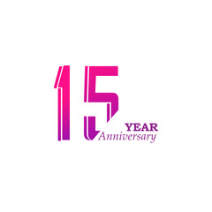 15 Years Anniversary Celebration Color Vector Template Design Illustration