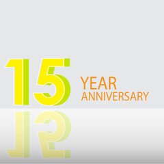 15 Years Anniversary Celebration Yellow Color Vector Template Design Illustration