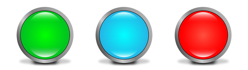 Button Vector Set (Glossy Icon) Bright Colors - Shine