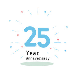 25 Years Anniversary Celebration Blue Color Vector Template Design Illustration