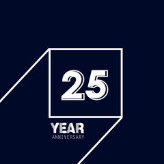 25 Years Anniversary Celebration Blue Color Vector Template Design Illustration