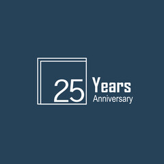 25 Years Anniversary Celebration Blue Color Vector Template Design Illustration