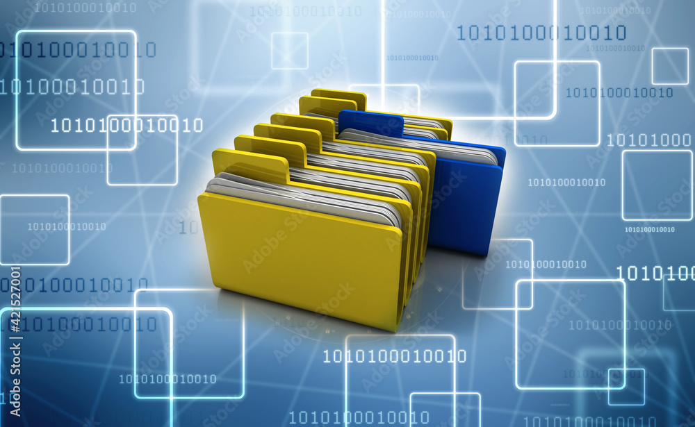 Aufkleber 3d rendering folder with documents