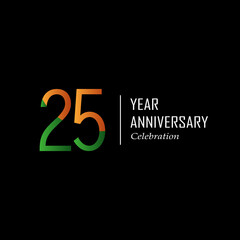 25 Years Anniversary Celebration Color Vector Template Design Illustration