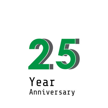 25 Years Anniversary Celebration Green Color Vector Template Design Illustration