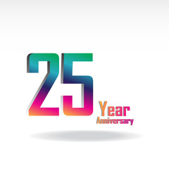 25 Years Anniversary Celebration Rainbow Color Vector Template Design Illustration