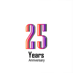 25 Years Anniversary Celebration Color Vector Template Design Illustration
