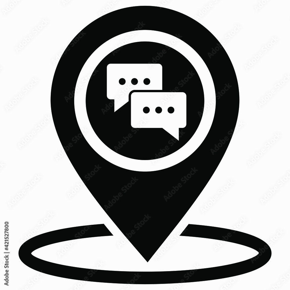 Poster the location of the message. map notification. the location of the social network user. vector icon.