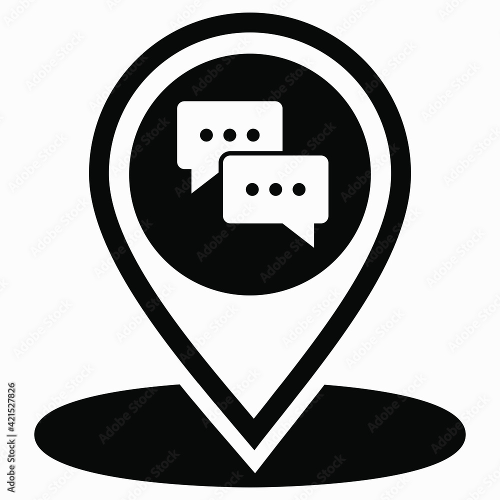 Poster the location of the message. map notification. the location of the social network user. vector icon.