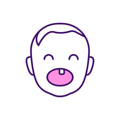 Deciduous teeth RGB color icon. Teething period. Baby jaws. Milk teeth. Childhood illness. Gums swelling and inflammation. Oral hygiene habits. Tooth eruption. Isolated vector illustration