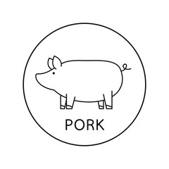 Pig logo design. Pig doodle symbol vector.