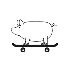 Pig logo design. Pig doodle symbol vector.