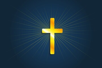 Easter. The symbol of the cross - the resurrection of Jesus Christ with rays shine