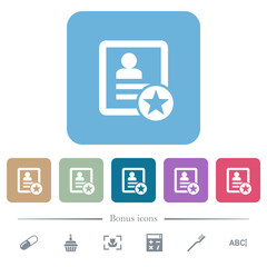 Marked contact flat icons on color rounded square backgrounds