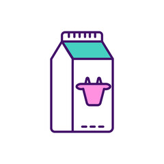 Cow milk RGB color icon. Highly nutritious beverage. Protein, calcium source. Infant, child feeding. Dairy-free alternative. Lactose-laden foods. Breastmilk substitutes. Isolated vector illustration