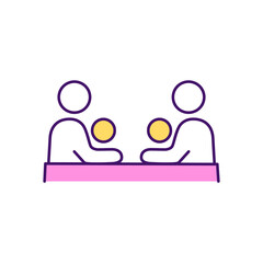 Parent support group RGB color icon. Coping with mental health problems. Parenting classes. Mutual support. Sharing experience and knowledge. Discussing parenting issues. Isolated vector illustration