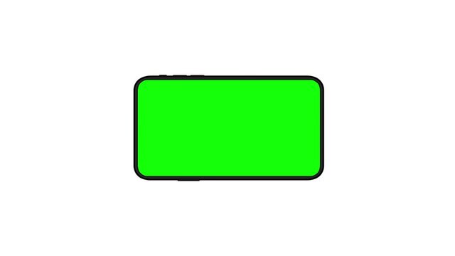 4K animation of moving smartphone mockups..Green background for chroma key on the smartphone screen.