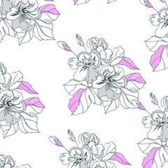 Floral seamless pattern. Hand drawn. For textile, wallpapers, print, wrapping paper. Vector stock illustration.