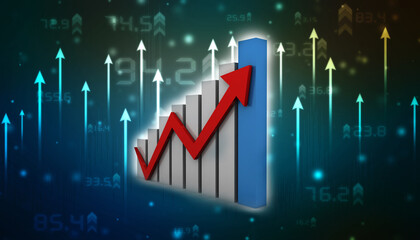 3d rendering Stock market online business concept. business Graph 