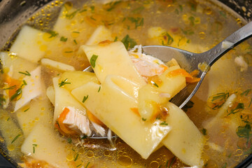 Noodle soup with chicken breast