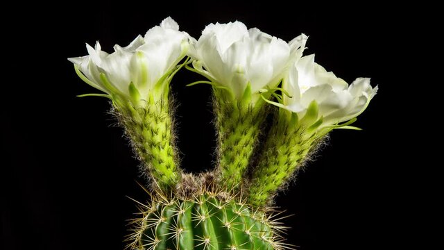 Beautiful time lapse of a cactus flower opening up.