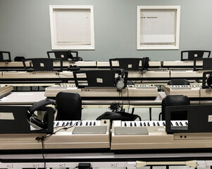 Electric pianos in a music classroom in a high school