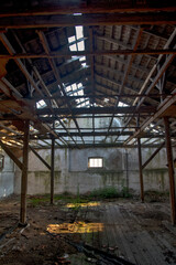 Fototapeta na wymiar Devastated warehouse