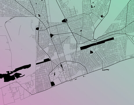 Lome, Maritime, Togo (TGO) - Urban vector city map with parks, rail and roads, highways, minimalist town plan design poster, city center, downtown, transit network, street blueprint