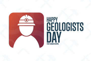 Happy Geologists Day. First Sunday in April. Holiday concept. Template for background, banner, card, poster with text inscription. Vector EPS10 illustration.