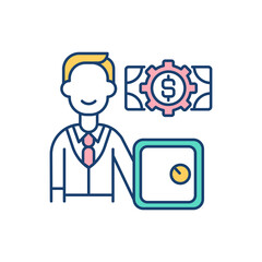 Bank account RGB color icon. Financial transactions. Money management. Personal, company account. Banking and saving. Making deposits and withdrawals. Managing debt. Isolated vector illustration