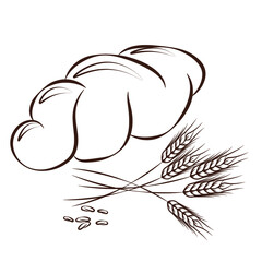 Sweet bakery vector illustration. Sweet bun with a wheat art. Bakery and a wheat brown ounline wihtout background