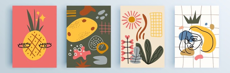 Modern abstract covers set, minimal covers design. Colorful geometric background, vector illustration.