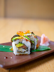 Japanese Menu - Unagi Roll with Avocado and salmon