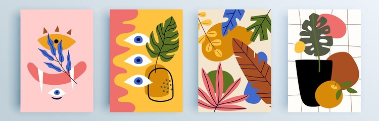 Naklejka premium Modern abstract covers set, minimal covers design. Colorful geometric background, vector illustration.