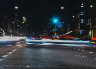 light trails during the night