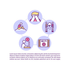 Life crisis avoidance concept icon with text. PPT page vector template. Burnout and psychological help. Motivation. Brochure, magazine, booklet design element with linear illustrations