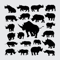 set of rhino silhouettes