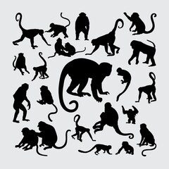 set of monkey silhouettes