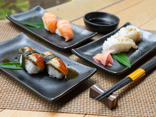 Japanese Menu - Variety of Japanese sushi on the table