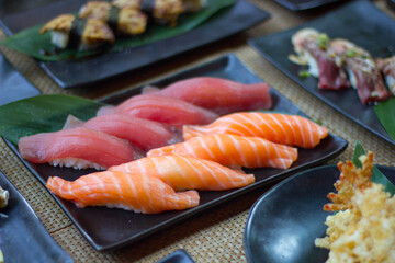 Japanese Menu - Variety of Japanese sushi on the table