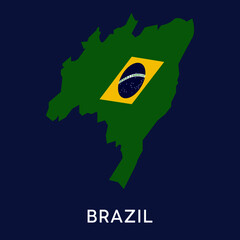 Isometric Brazil map with flag vector illustration on blue background