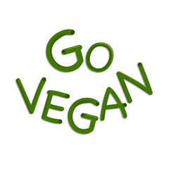 Go vegan lettering. 3D sign for web or print design.