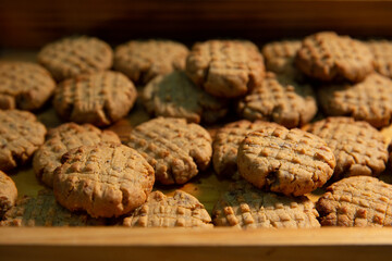 Shortbread cookies background close up